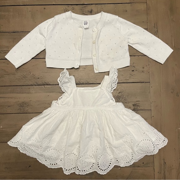 6M Gap white eyelet ruffle dress with cropped sweater - Picture 7 of 7